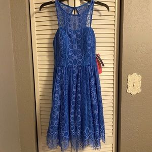 Blue, Lace Semi-Formal Dress